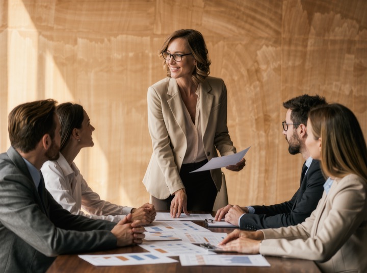 Strategy workshop around a table (illustrative image)